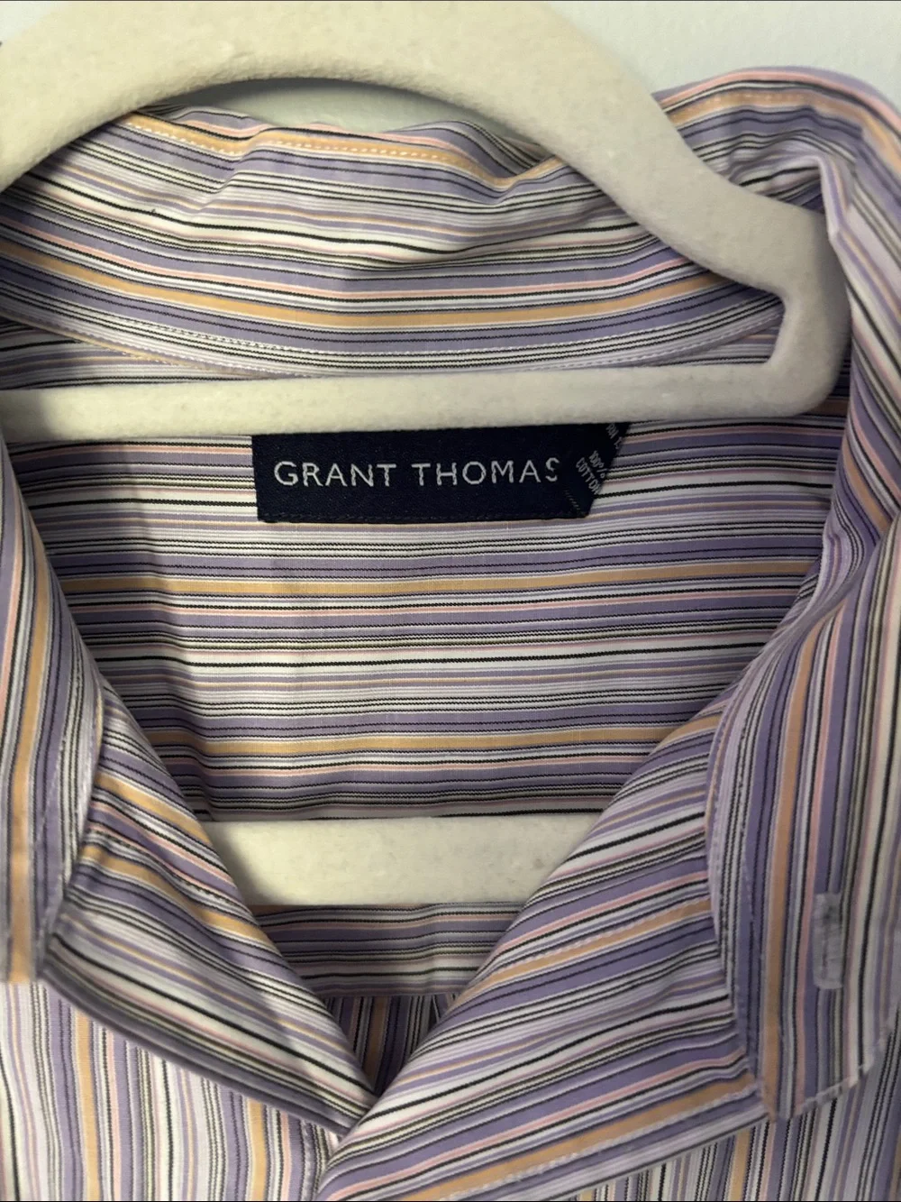 Grant Thomas Lavender Stripe Long-Sleeve Dress Shirt